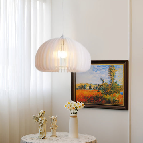 16-Inch White Pumpkin Modern Chandelier for Bedroom, Dining Room, and Living Room, Home Illumination, Artistic Pendant Lamp