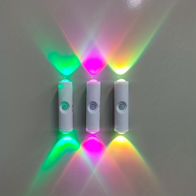 1.2.4pcs RGB Adjustable Smart Motion Sensor Wall Light, LED Motion Sensor Light, White USB Rechargeable Bedside Night Light, Suitable for Bedroom, Corridor, Staircase, And Office Ambient Lighting.