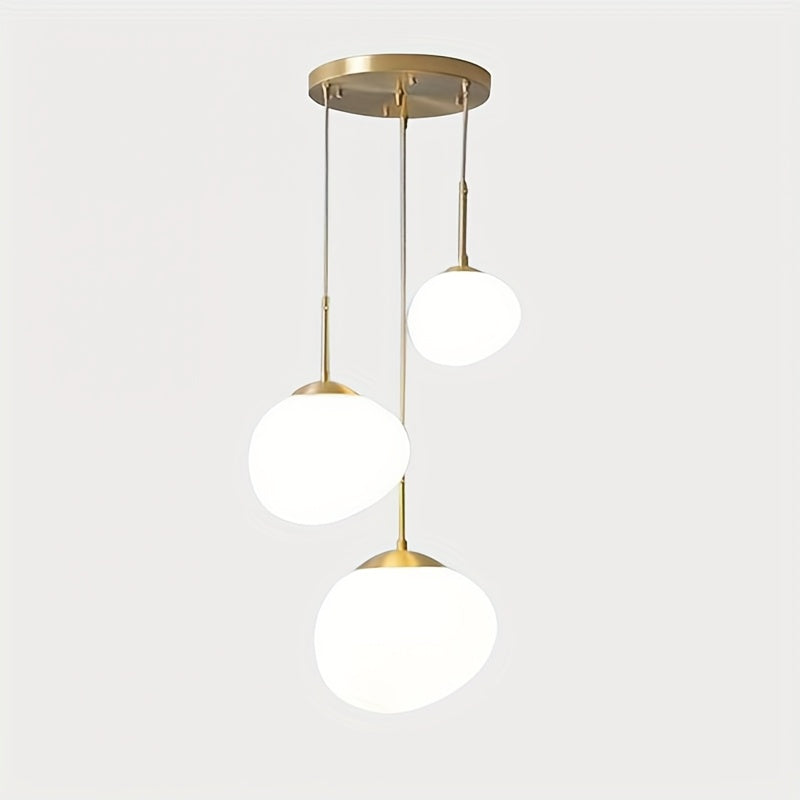 Modern Simple Three-head Irregular Frosted White Chandelier, 3 E26 Lamp Heads, Suitable for Dining Room, Living Room