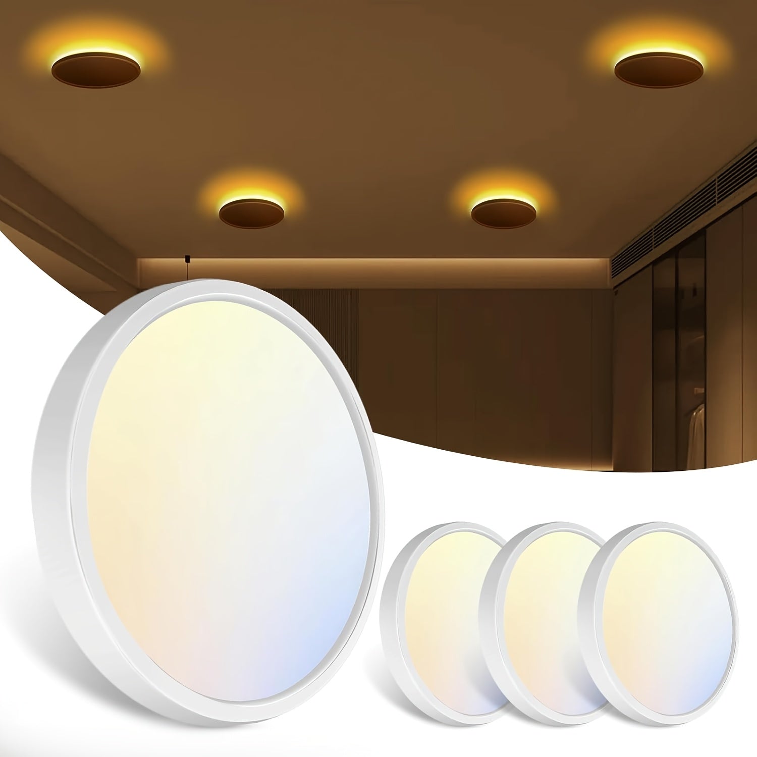 7-Inch Recessed Ceiling Lamp Featuring a Night Light (1800K), Adjustable Color Temperatures of 3000K\u002F4000K\u002F6500K, Ideal for Bedrooms And Kitchens - Black End