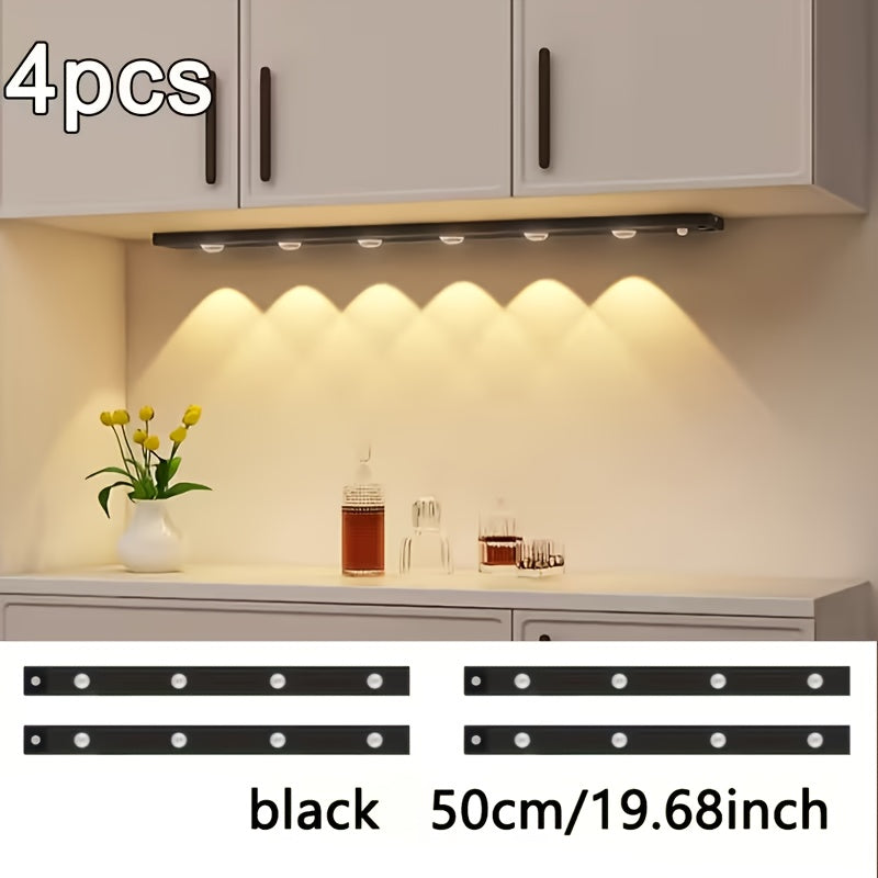 LED Sensor Lights Set 4pcs Modern Style LED Sensor Lights - 40cm\u002F50cm Options - Magnetic USB Charging - Wireless Sensor - 3-Color Adjustable - Ceiling\u002FWall\u002FBedside Light - Suitable for Kitchens, Wardrobes, Bathrooms, Display