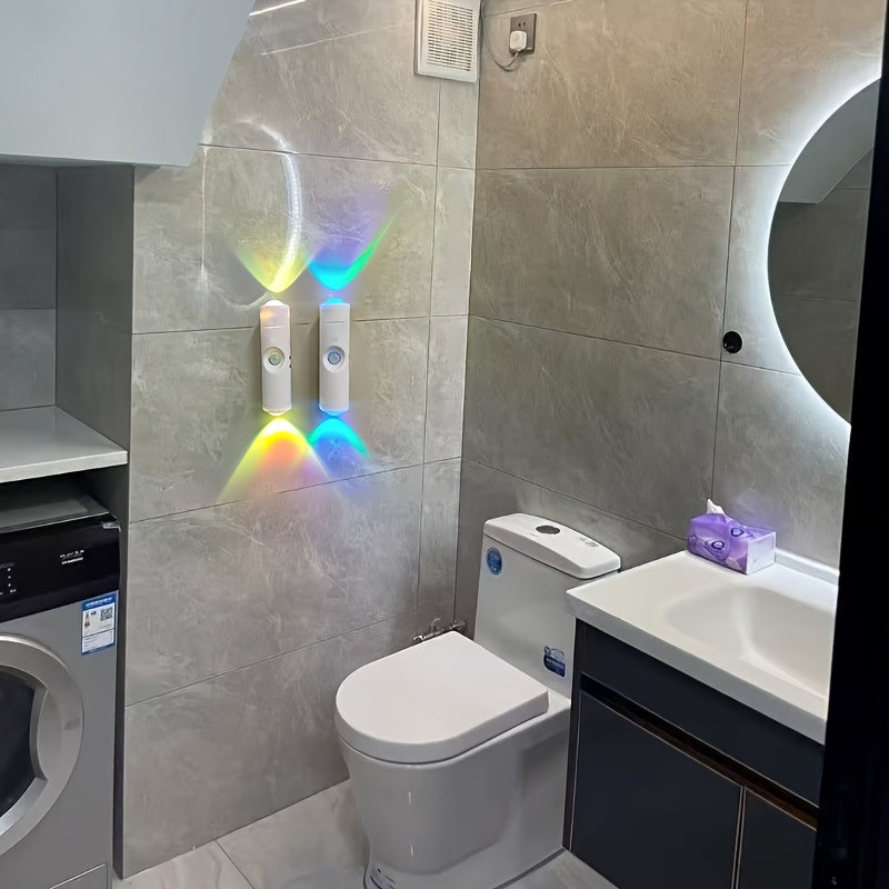 1.2.4pcs RGB Adjustable Smart Motion Sensor Wall Light, LED Motion Sensor Light, White USB Rechargeable Bedside Night Light, Suitable for Bedroom, Corridor, Staircase, And Office Ambient Lighting.