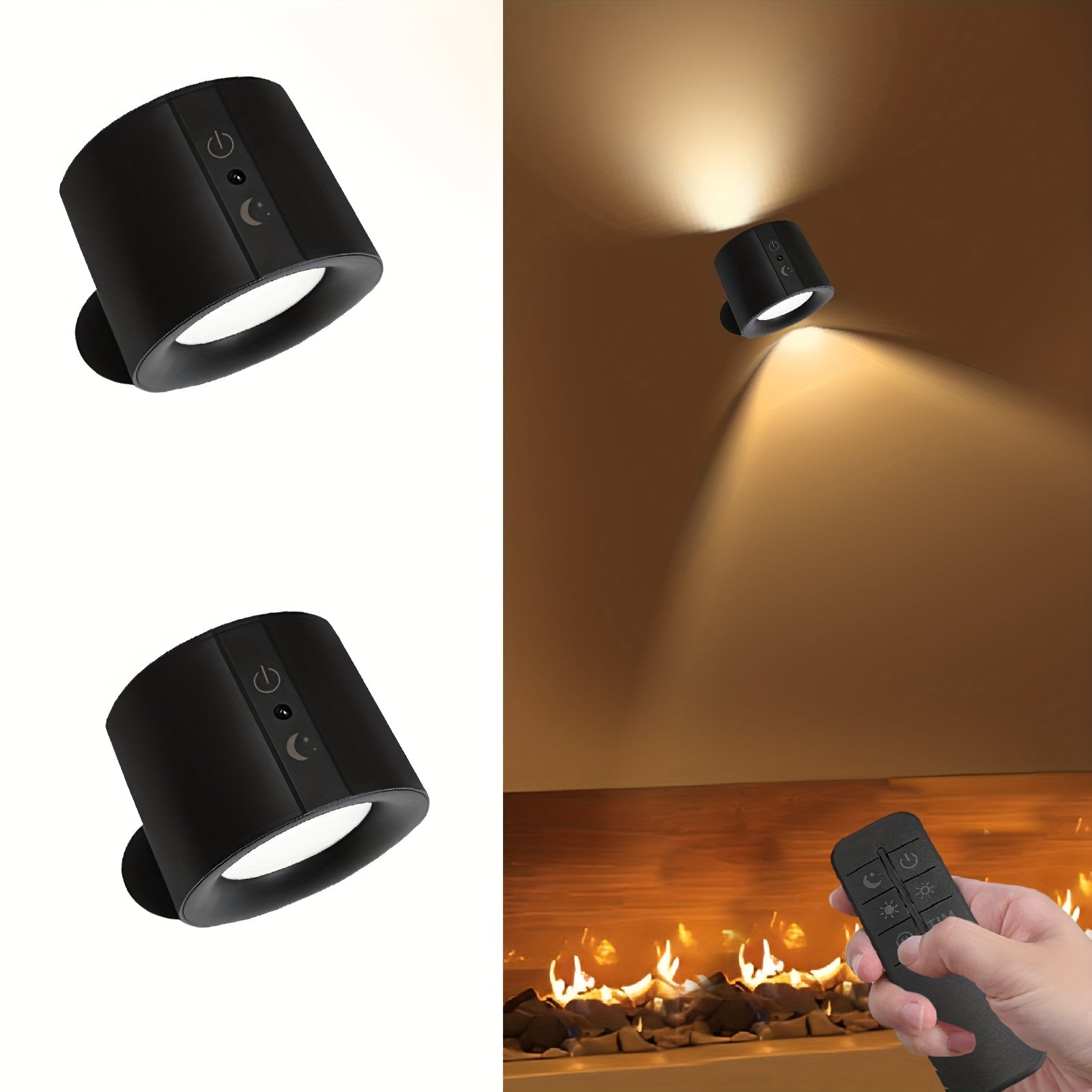 2pcs LED Double-Sided Magnetic Wall Lights, 360° Rotatable, USB Rechargeable, Three-Level Adjustable 3000-4500-6000K, 1200mAh Bedside Lamp, Car Interior Lighting, Suitable for Living Room, Bedroom, Hallway, Bedside, Indoor Lighting, Modern Wall
