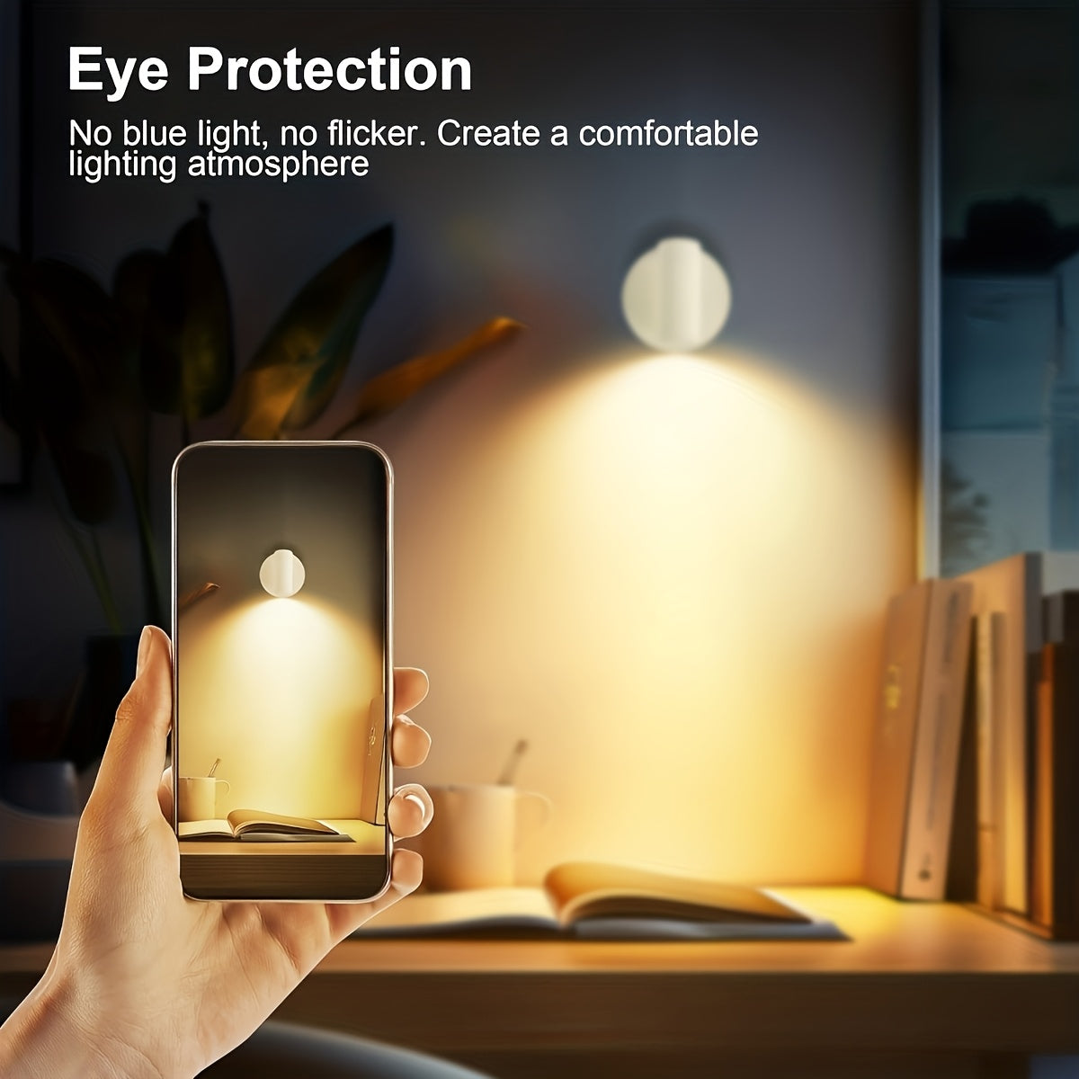 Indoor Wireless LED Spotlight Set (2pcs), Adjustable 3-Color Lighting, Motion Sensor, Magnetic Wall Mount, USB Rechargeable, High-Efficiency Induction Lamp, Perfect for Hallway, Staircase & Home Daily Use