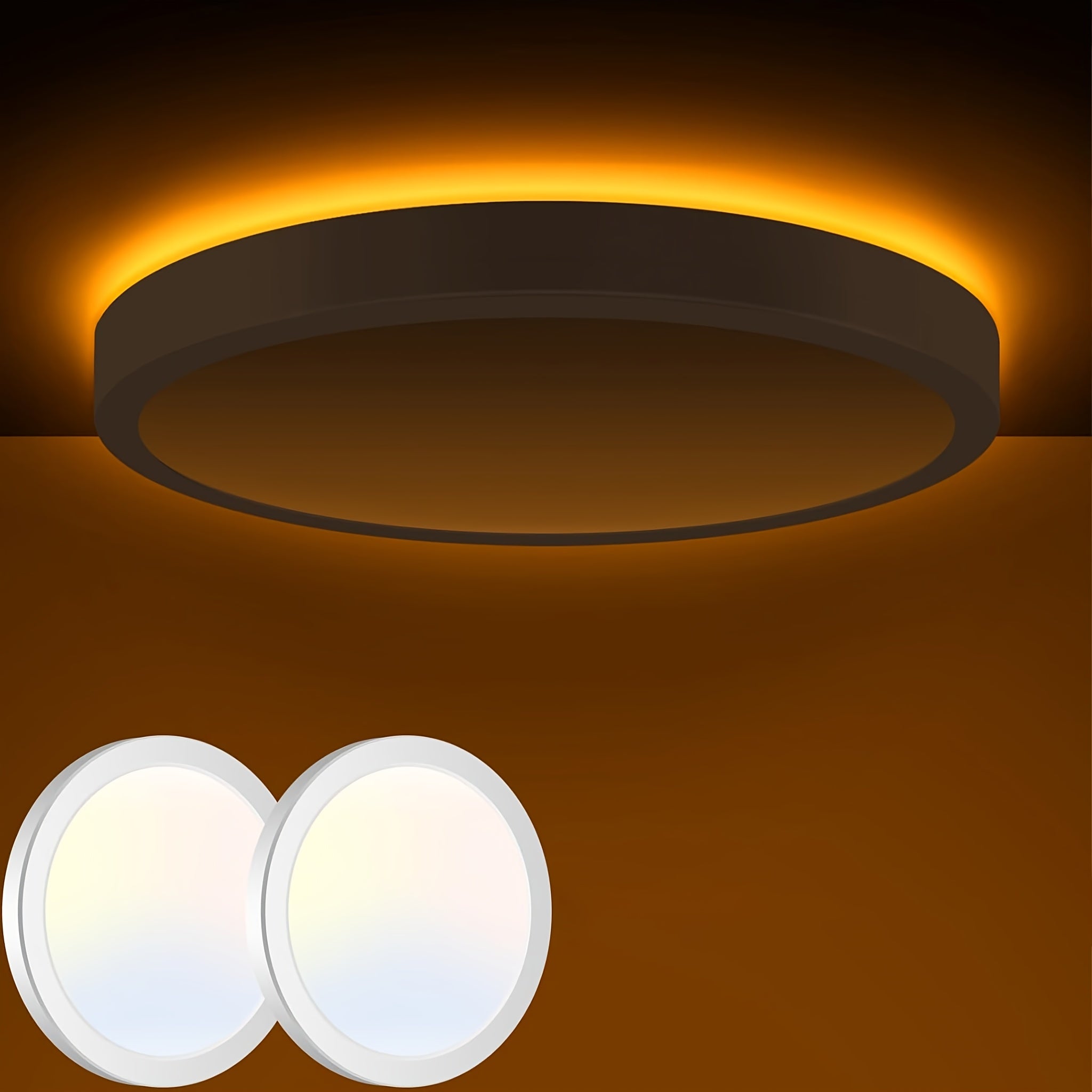 7-Inch Recessed Ceiling Lamp Featuring a Night Light (1800K), Adjustable Color Temperatures of 3000K\u002F4000K\u002F6500K, Ideal for Bedrooms And Kitchens - Black End